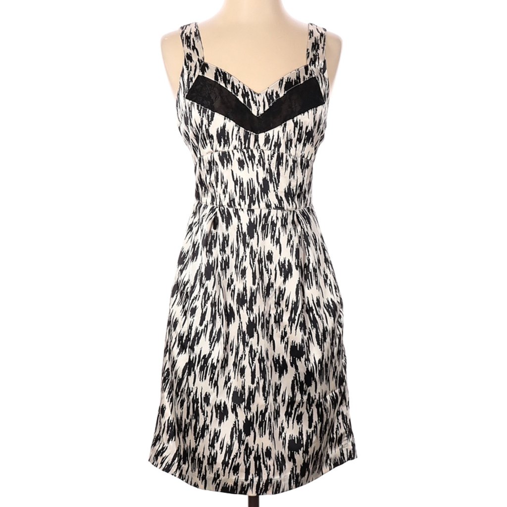 Walter By Walter Baker Dress Cream Black Sleeveless Animal Print Sz S #492